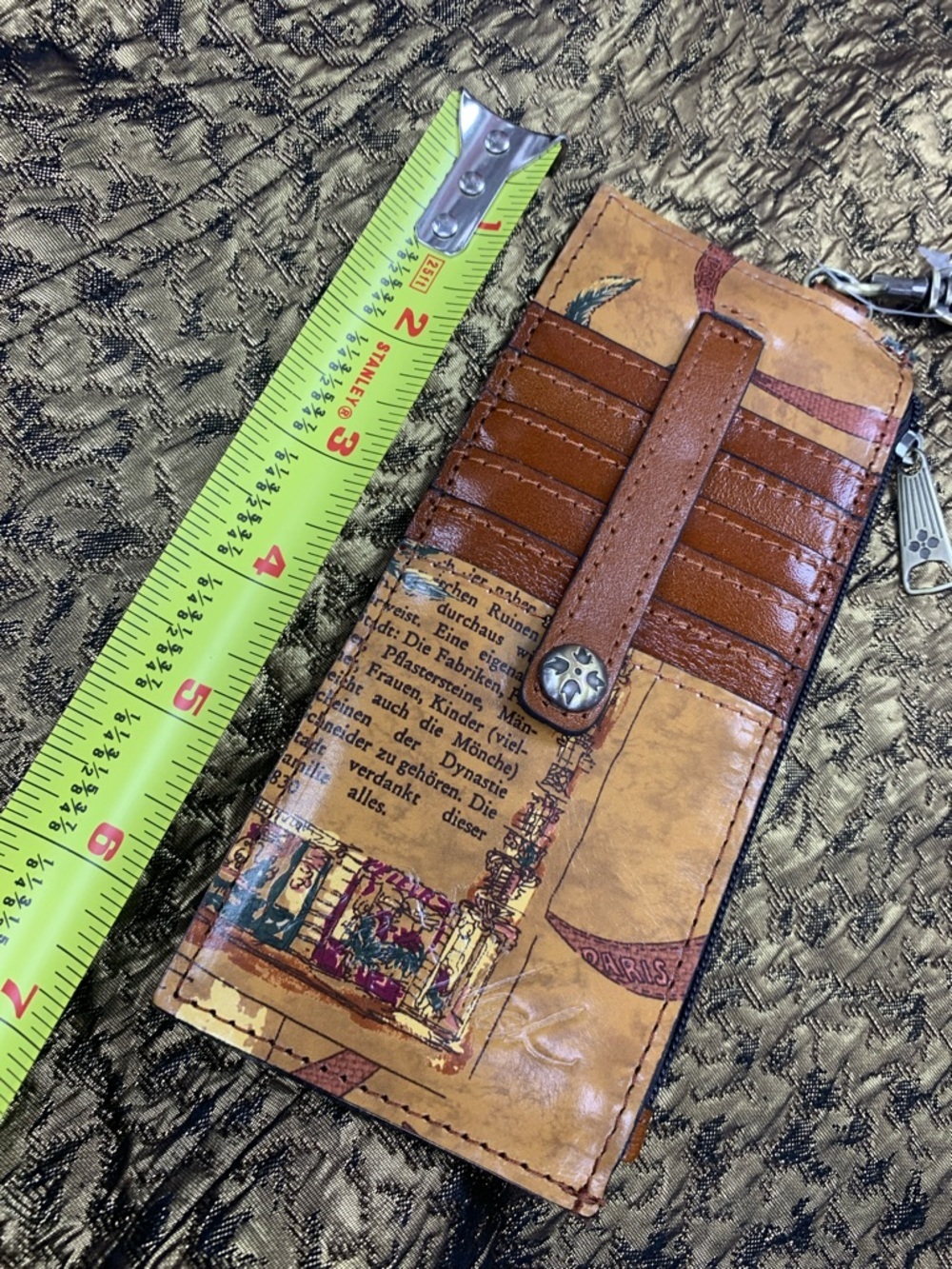Patricia Nash Tan and Brown Vintage Print Leather Card Holder - Picture 5 of 7